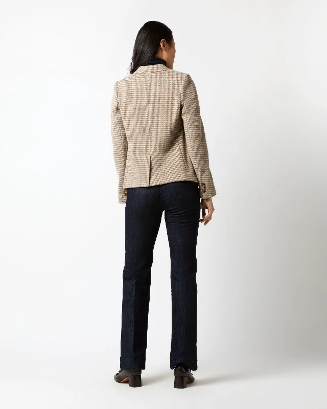 Reagan Blazer in Mink/Bone Houndstooth Knit