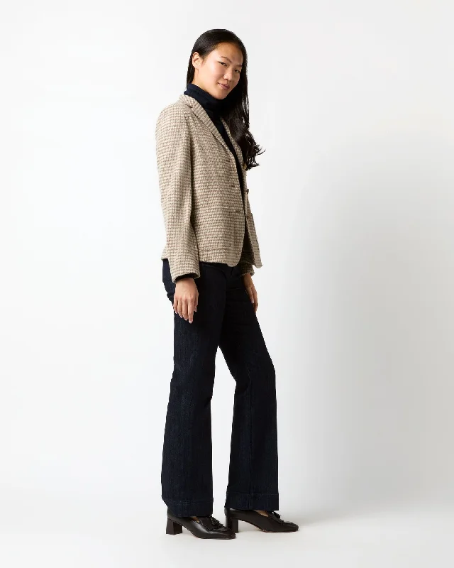 Reagan Blazer in Mink/Bone Houndstooth Knit