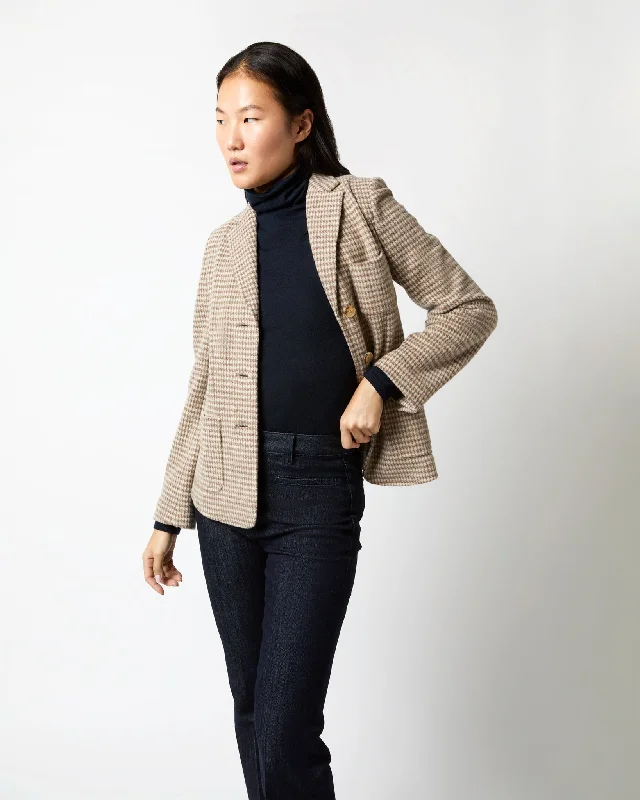 Reagan Blazer in Mink/Bone Houndstooth Knit