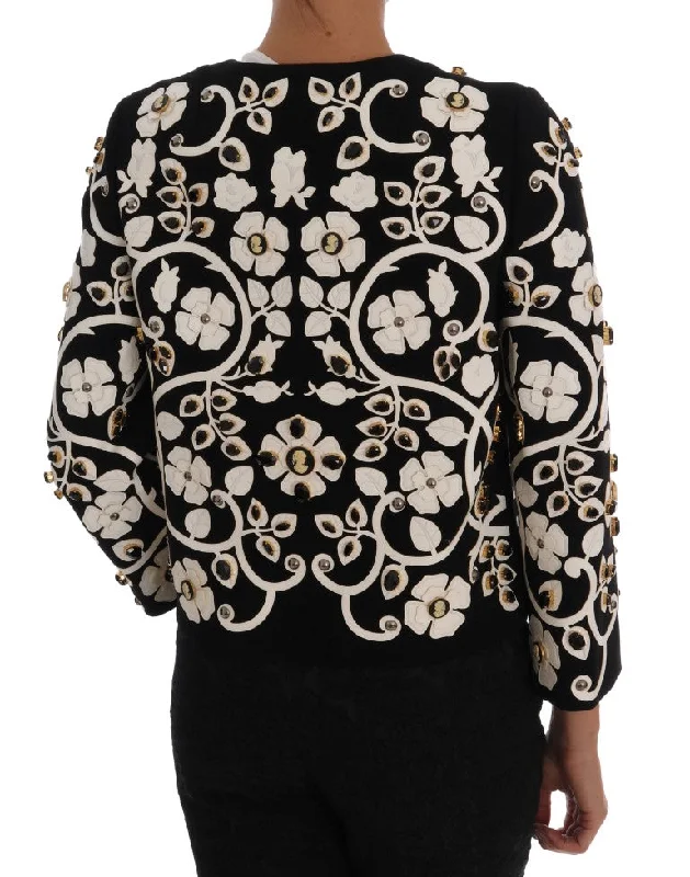 Dolce & Gabbana Floral Embroidered Crystal Wool Coat Jacket