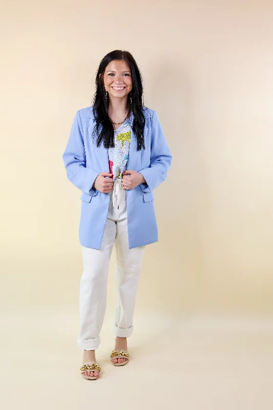 Winning Awards Long Sleeve Blazer in Periwinkle Blue