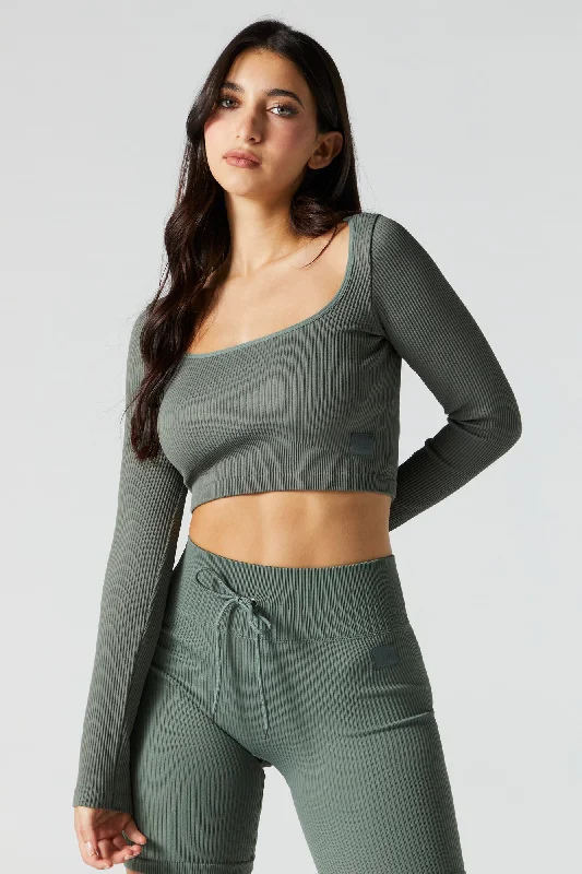 Green Sommer Ray Active Seamless Long Sleeve Top