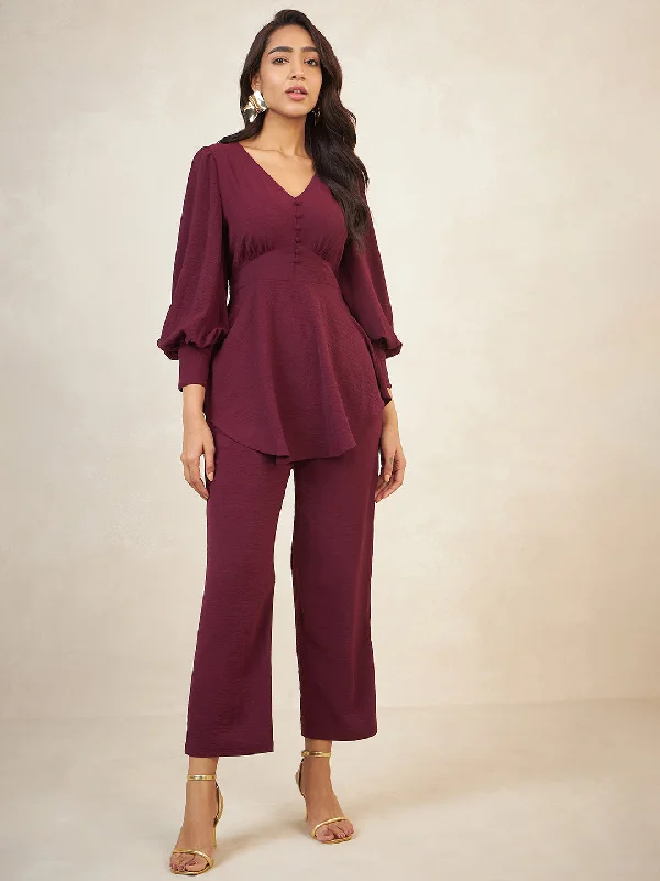 Wine Asymmetric Co-Ord Set