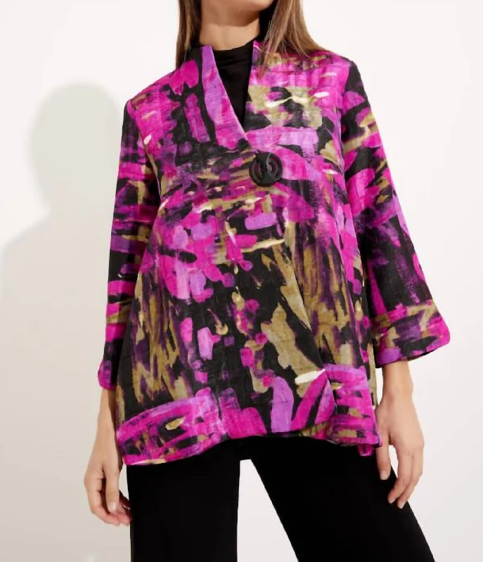 Abstract Print Jacket In Black/multi