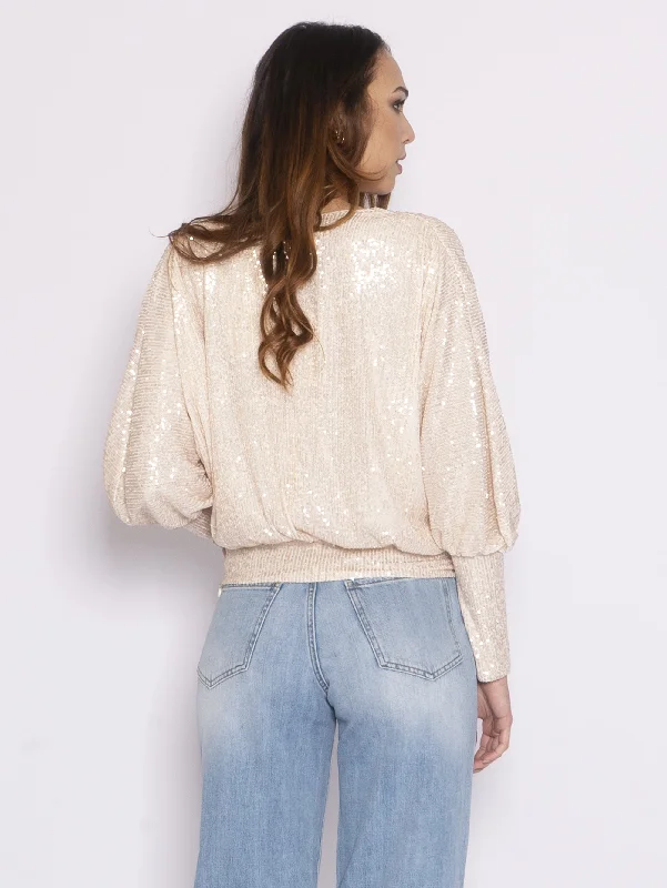 Blusa in Paillettes - Champagne