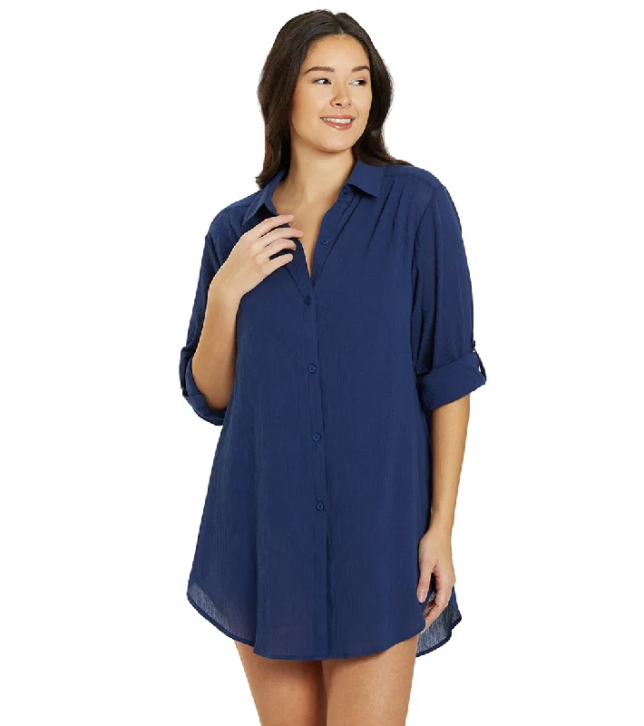 Jantzen Women's Marie High-Low Cover Up Shirt Pantheon Blue