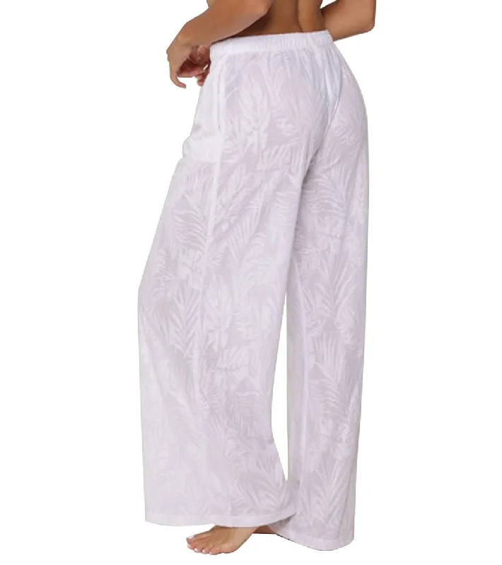 J.Valdi Women's Palm Terry Beach Cover Up Pant White