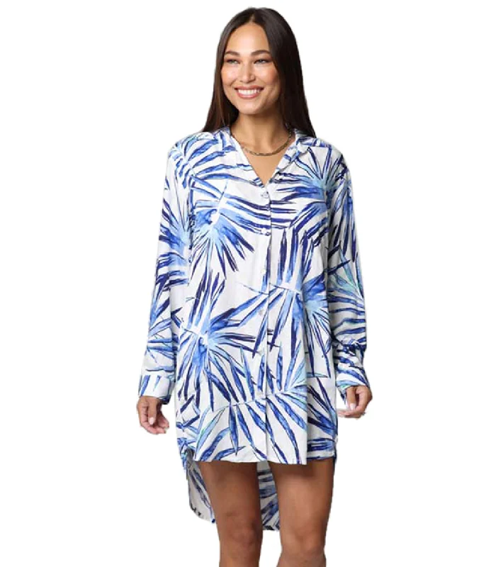 J.Valdi Women's Palmilla Big Shirt Cover Up Blue/White