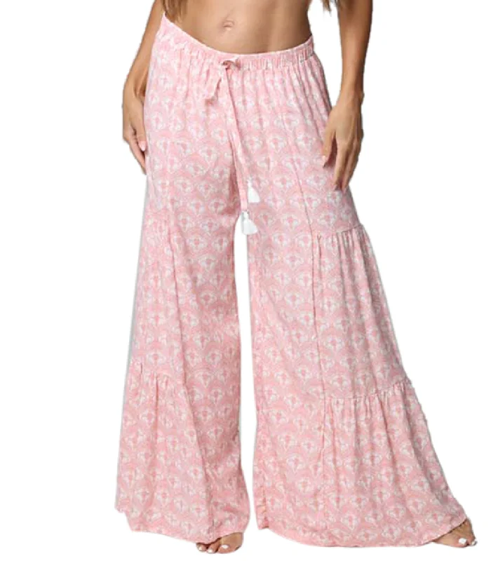 J.Valdi Women's Petals Tulum Tiered Pant Pink/White