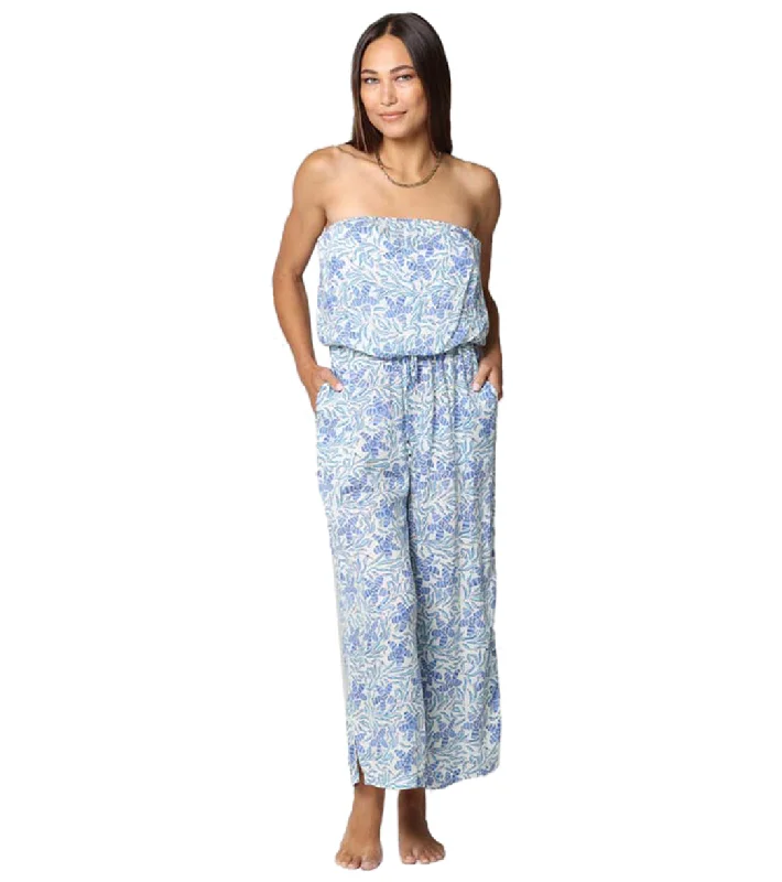 J.Valdi Women's Plumeria Bandeau Jumpsuit Blue/White