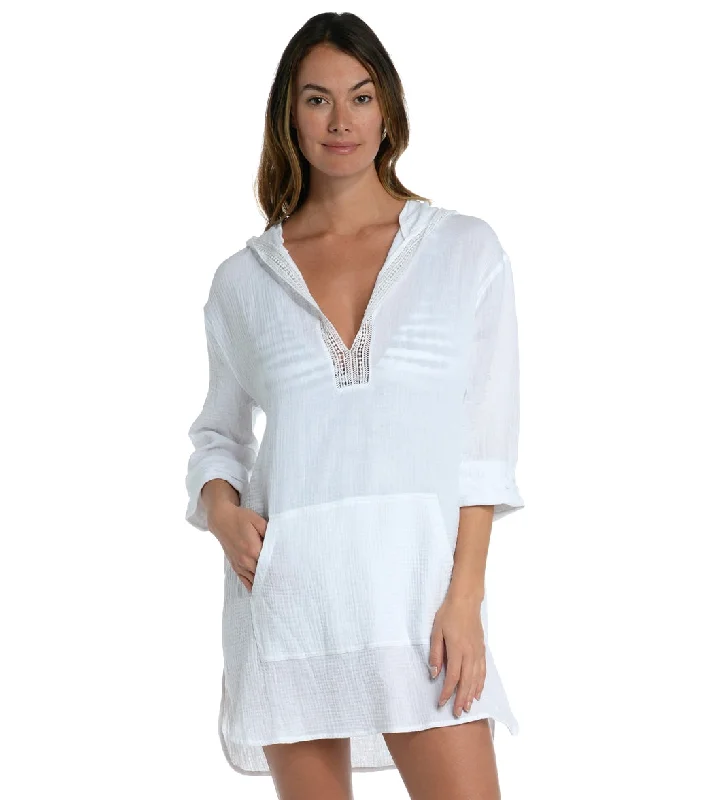 La Blanca Women's Seaside Covers Hooded Tunic White