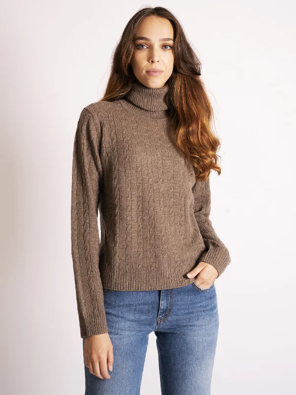 Maglia a Trecce in Cashmere Tortora