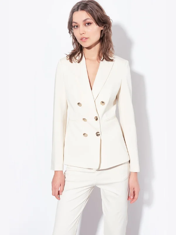 Blazer Doppiopetto con Bottoni Gioiello Bianco