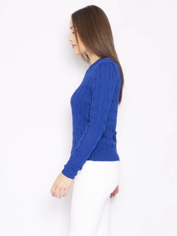 Maglia a Trecce Blu Royal