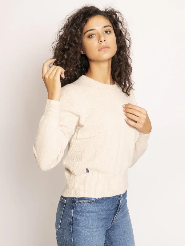 Maglia Girocollo in Lana e Cashmere - Crema