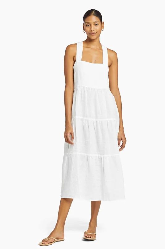 Canyon Linen Midi Dress - White EcoLinen