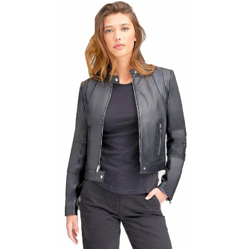 ANDREW MARC Women's Moto Leather Jacket