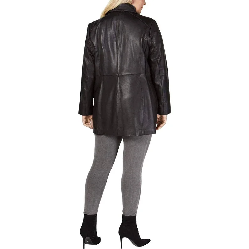 Anne Klein Women's Plus Size Leather Walker Coat