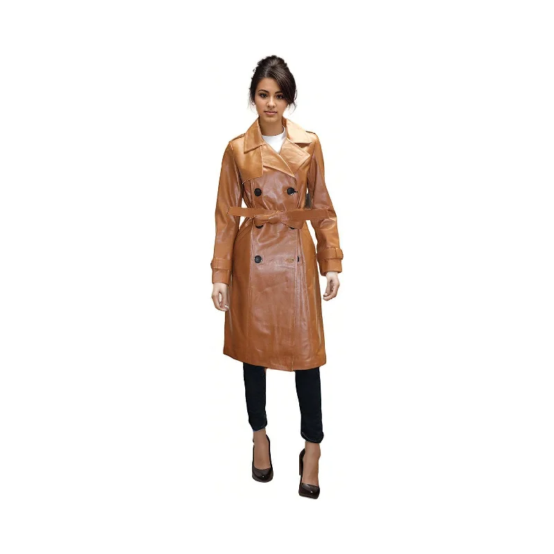 Barya New York Women's Genuine Leather Trench Coat