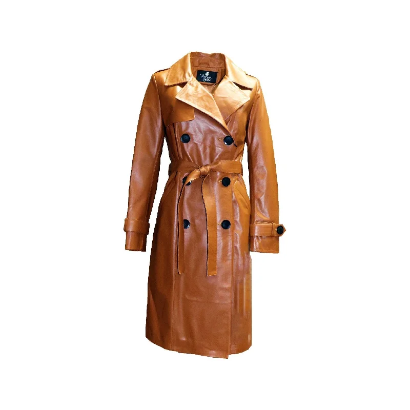 Barya New York Women's Genuine Leather Trench Coat