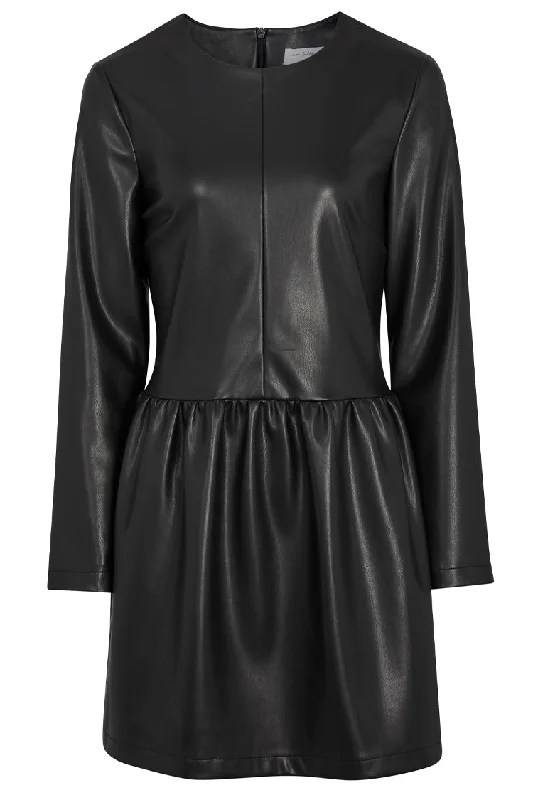 Black Vegan Leather Kirsty Dress