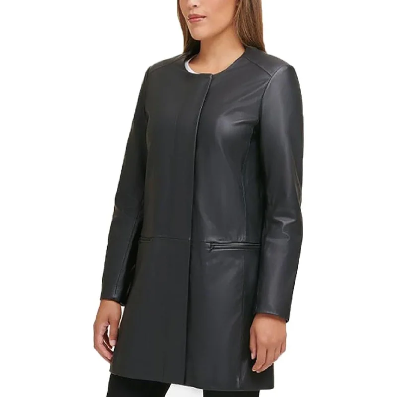 Cole Haan Women's Mid-Length Leather Coat