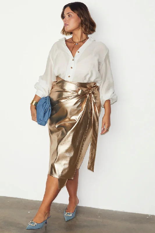 Gold Vegan Leather Jaspre Skirt