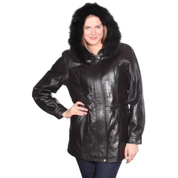 Mason & Cooper Women's Belle Lamb with Fox Fur Trim Parka Coat