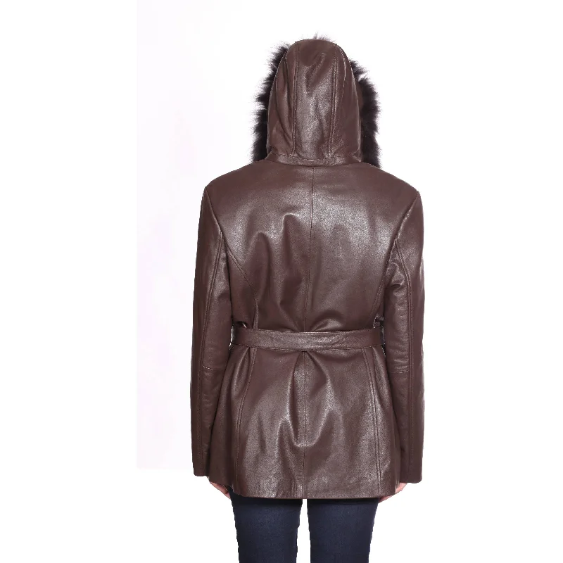 Mason & Cooper  Women's Leather Jacket with Zip Out Hood