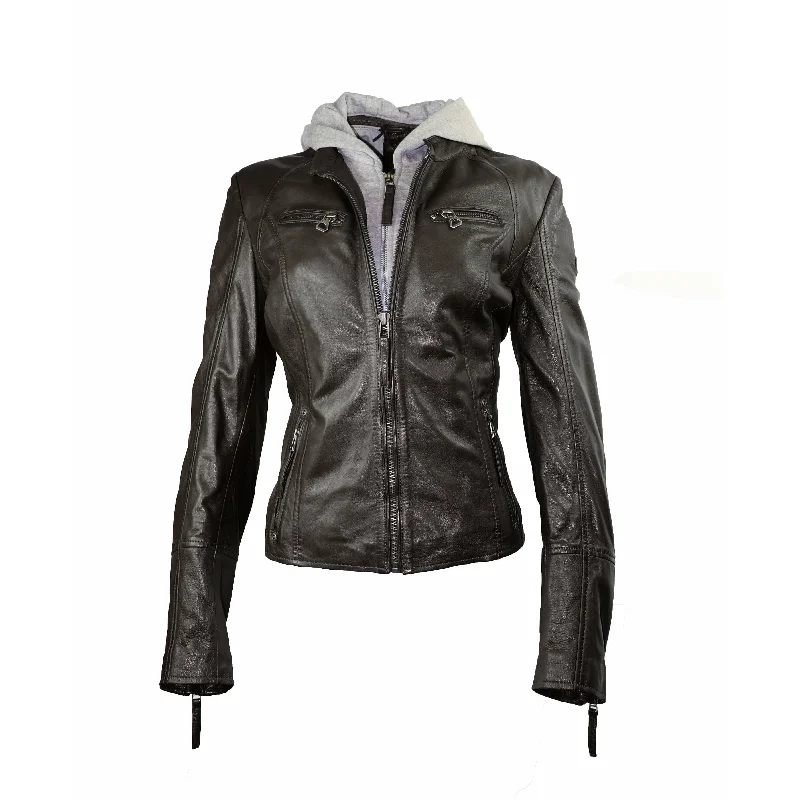 Mauritius Women's Hooded Leather Jacket