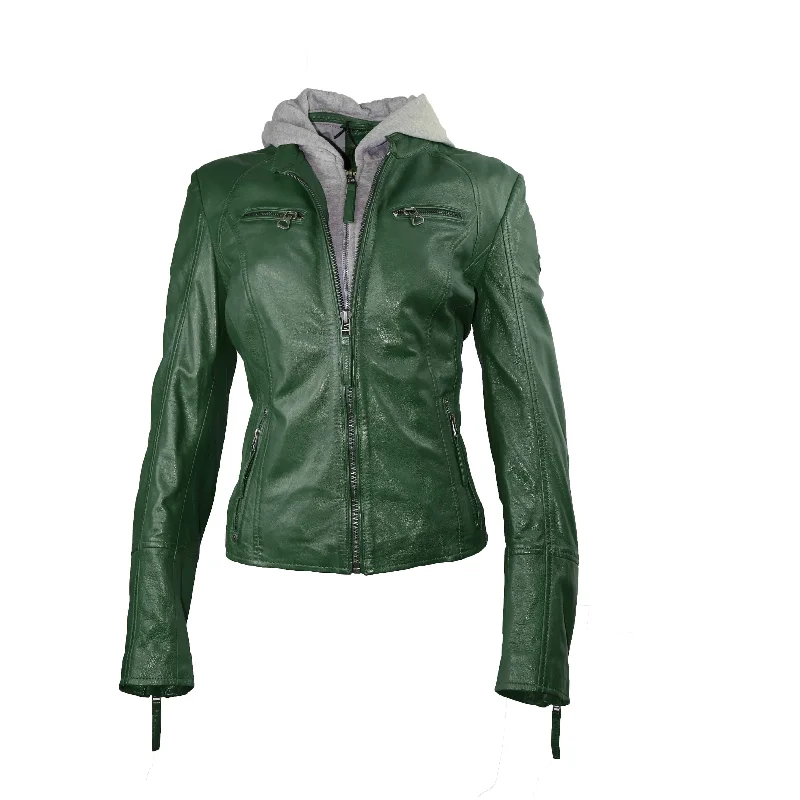 Mauritius Women's Hooded Leather Jacket