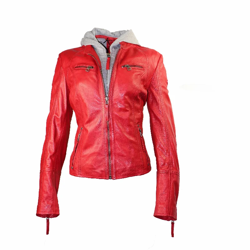 Mauritius Women's Hooded Leather Jacket