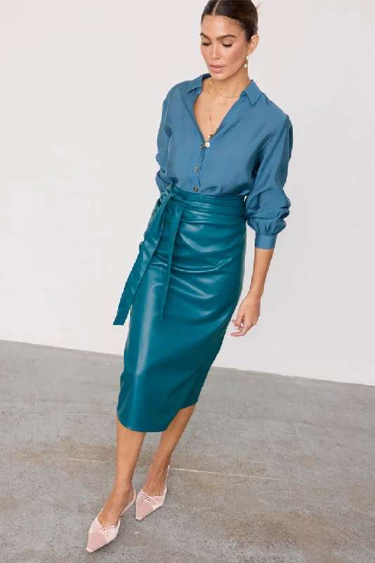 Teal Vegan Leather Jaspre Skirt