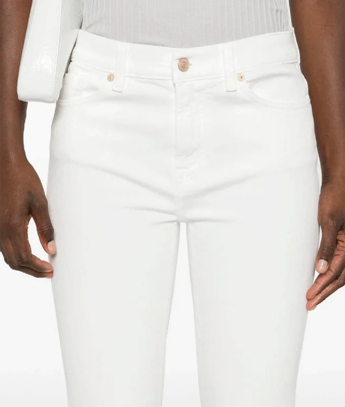 Daisy Mid-Rise Cropped Jeans - White