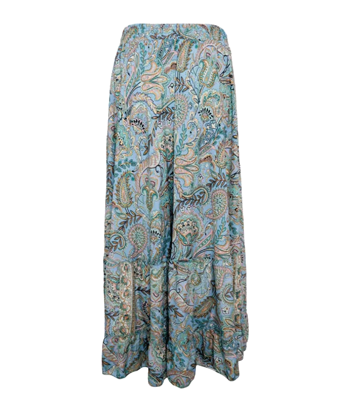 Luna Maxi Frill Skirt Blue Garden - Multi