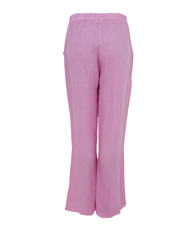 Melina Wide Linen Pant - Pink