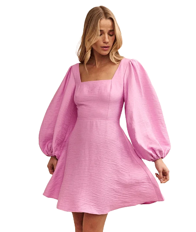 Balloon Sleeve Zola Mini Dress - Pink