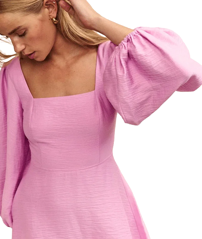 Balloon Sleeve Zola Mini Dress - Pink