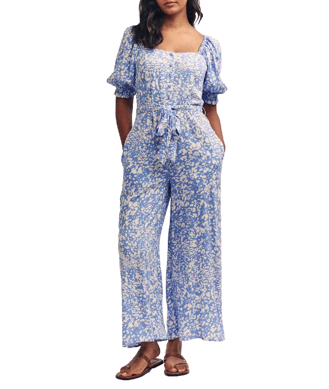 Printed Tie Waist Romilly Jumpsuit - Blue