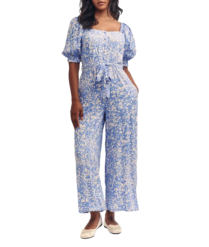 Printed Tie Waist Romilly Jumpsuit - Blue