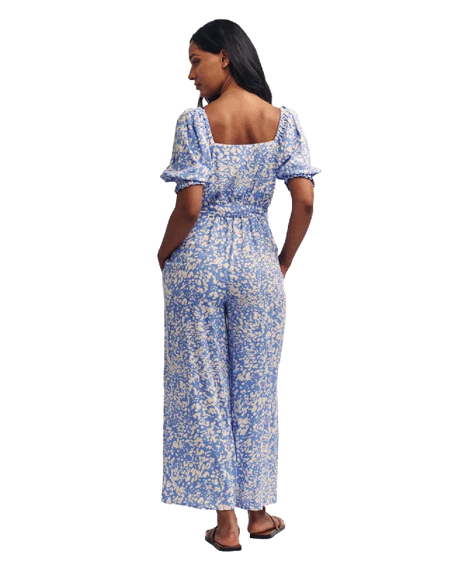 Printed Tie Waist Romilly Jumpsuit - Blue