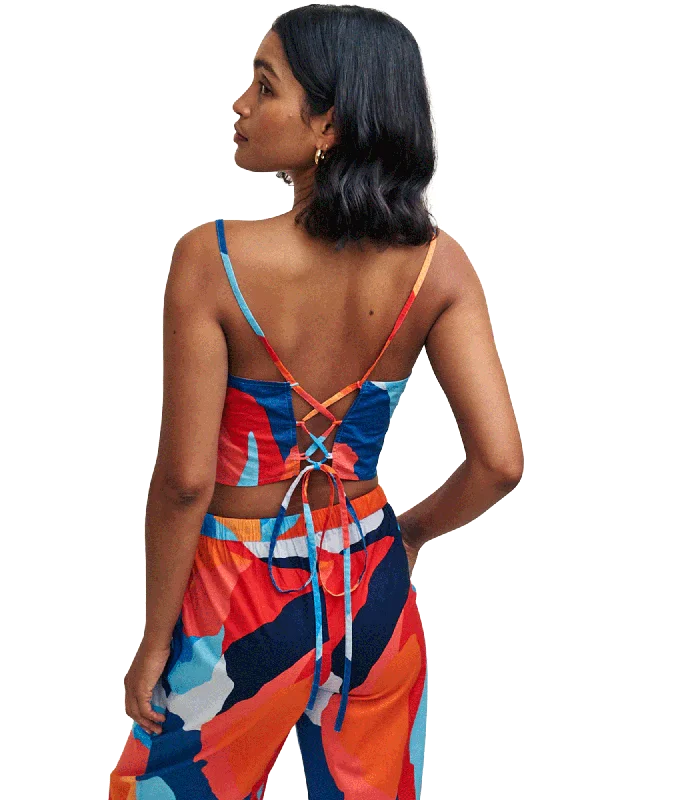 Abstract Print Tie Back Cami Top - Multi