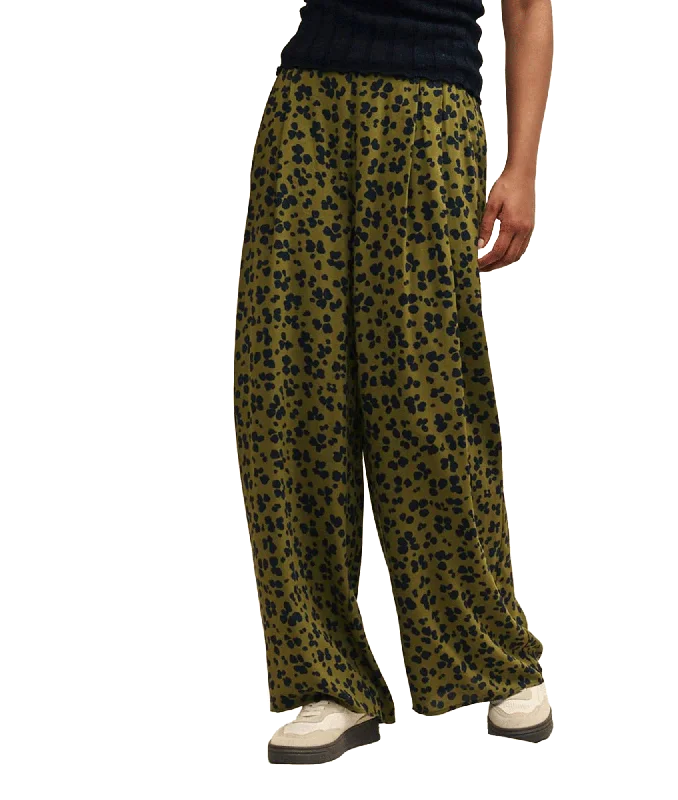 Animal Print Full Length Wide Leg Zeena Trousers - Green