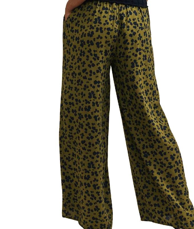 Animal Print Full Length Wide Leg Zeena Trousers - Green