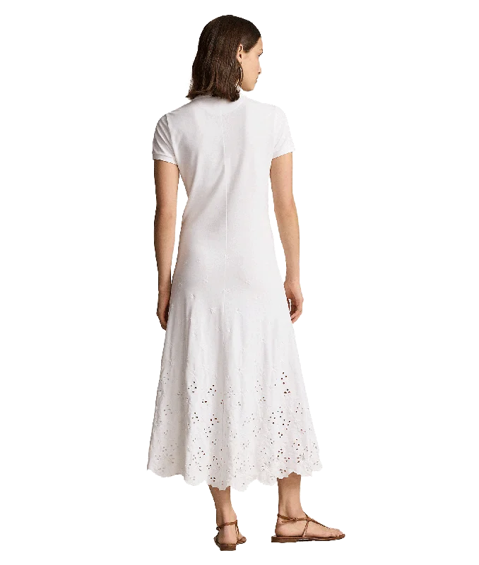 Eyelet Polo Dress - White