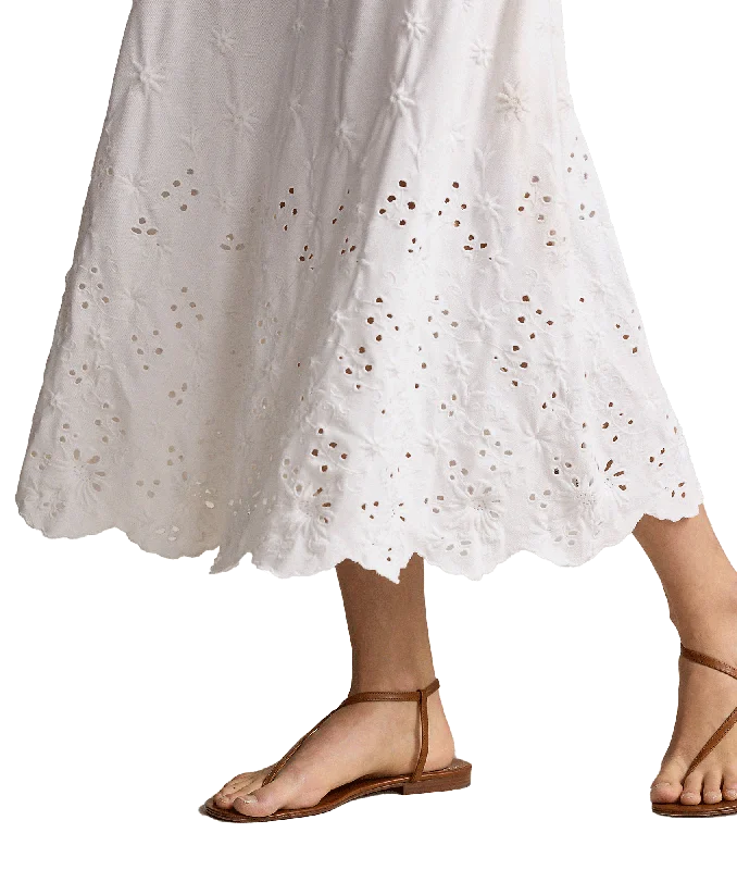 Eyelet Polo Dress - White