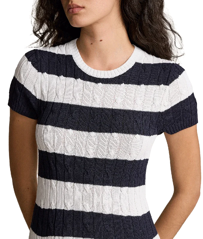 Striped Cable-knit Sweater Dress - Multi