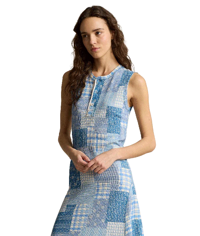 Patchwork Double-knit Sleeveless Dress - Multi