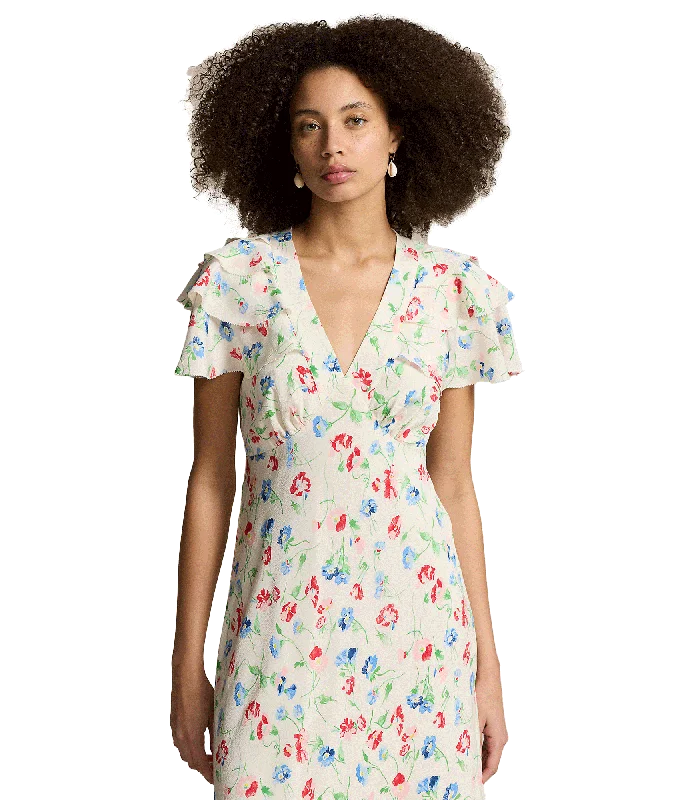 Floral Silk Crepe Dress - Multi