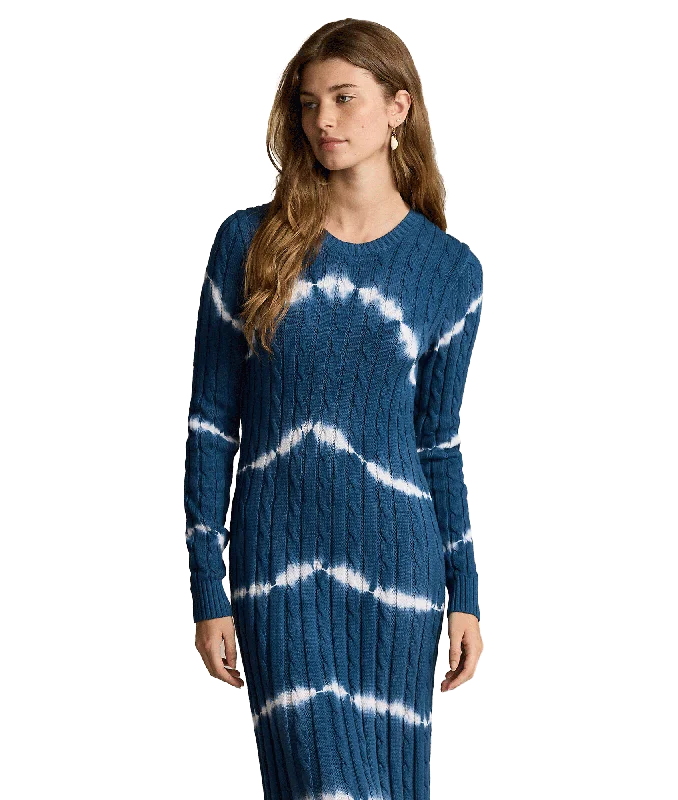 Tie-dye Cable-knit Sweater Dress - Multi